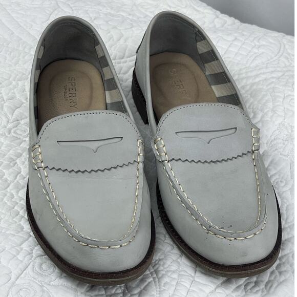 Sperry Shoes - Sperry Women's Size 8 Gray Suede Leather Slip On Summer Preppy Penny Loafers